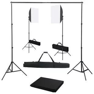 vidaXL Lampa studyjna Fotograficzny zestaw studyjny z lampami softbox i tłem 3055061 - Lampy studyjne - miniaturka - grafika 1