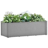 Donice - vidaXL Podwyższona donica z systemem podlewania, szara, 100x43x33 cm - miniaturka - grafika 1
