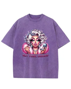 Koszulka oversize efekt sprania Diva Makeup Kobieta fioletowy L - Koszulki i topy damskie - miniaturka - grafika 1