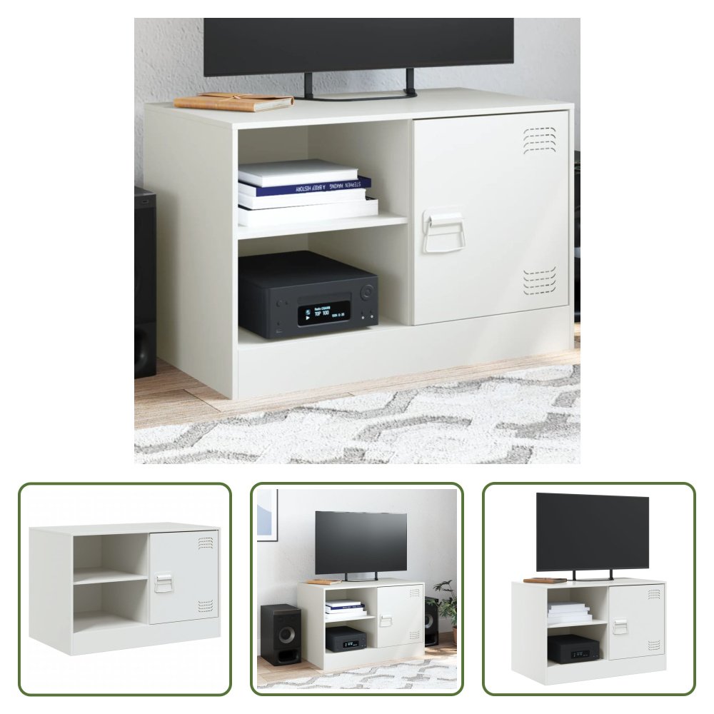 Szafka pod telewizor The Living Store biała 67x39x44 cm stalowa
