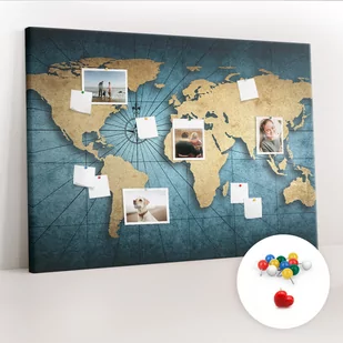 Duża Tablica, Korek 100x140 cm Wzór Mapa świata 3D + Pinezki Kolorowe - Tablice i flipcharty - miniaturka - grafika 1