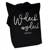 Torby i wózki na zakupy - TORBA bawełniana czarna 220g z nadrukiem WDECH WYDECH torebka bawełniana - miniaturka - grafika 1