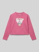 Koszulki dla dziewczynek - Bluzka z długim rękawem i nadrukiem z logo - miniaturka - grafika 1