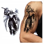 Prace ręczne dla dzieci - Tatuaż zmywalny tymczasowy wodny WOJOWNIK ŚMIERCI - miniaturka - grafika 1