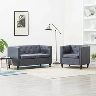 Komplety wypoczynkowe - vidaXL Zestaw mebli w stylu Chesterfield 2 szt. tkanina szare 275628 - miniaturka - grafika 1