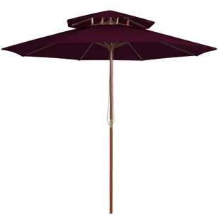 vidaXL Parasol ogrodowy z dwupoziomową czaszą, bordowy, 270 cm 313764 - Parasole ogrodowe - miniaturka - grafika 7