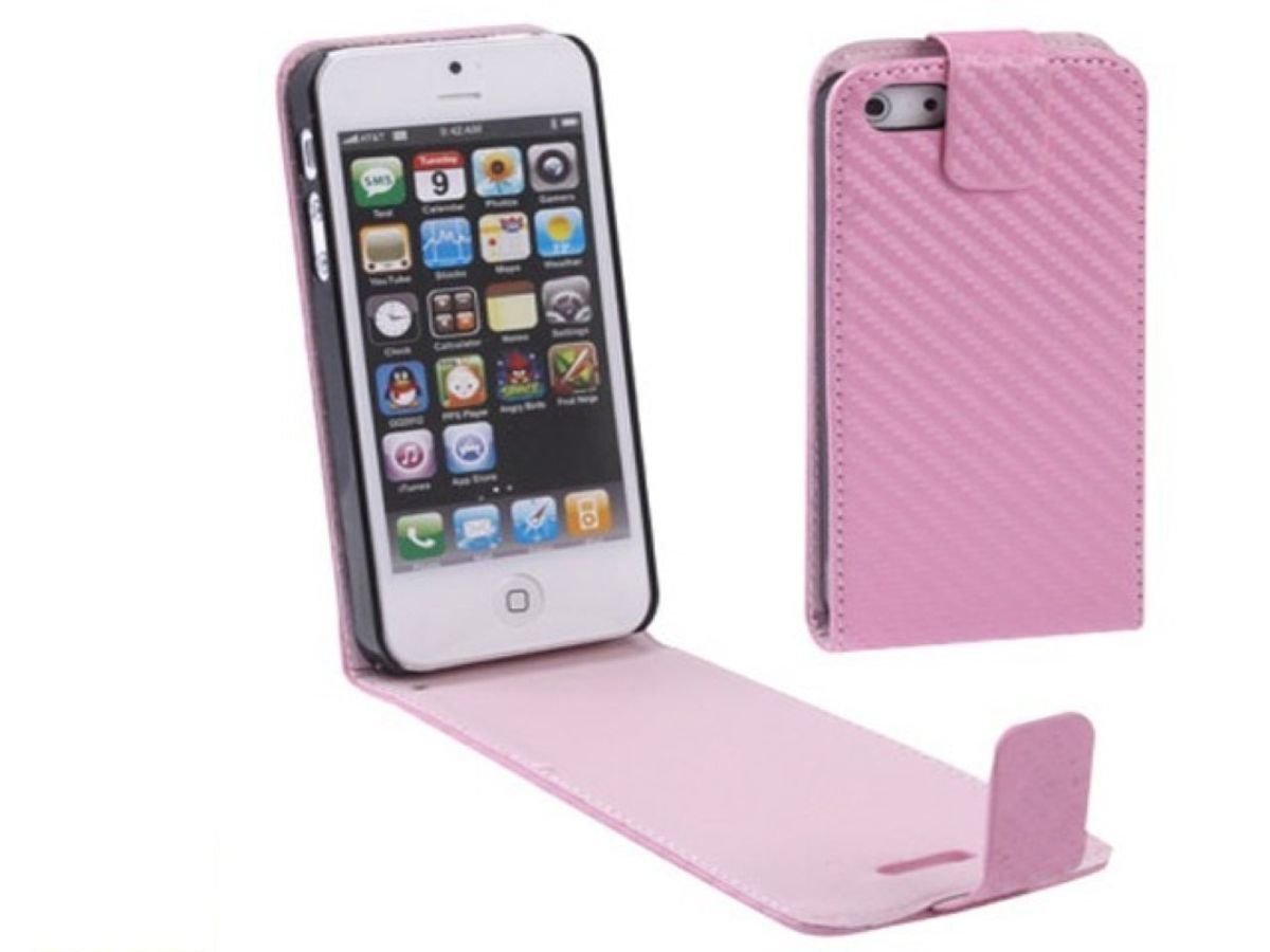 Etui na telefon komórkowy flip thin carbon look do telefonu komórkowego iPhone SE Pink