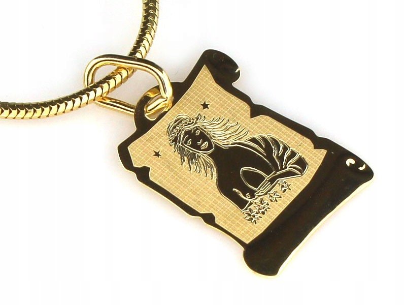 Zawieszka złota znak 585 zodiaku panna na prezent wisiorek 14k modny wzór