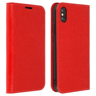 Etui Folio z prawdziwej skóry iPhone XS Max z miejscem na karty, stojak na wideo, czerwone - Etui i futerały do telefonów - miniaturka - grafika 1