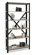Półki do salonu - Regał loft z 6 półkami czarny + dąb sonoma Kiders - miniaturka - grafika 1
