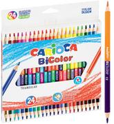 Przybory szkolne - Carioca Kredki ołówkowe trójkątne BiColor 24/48 - miniaturka - grafika 1