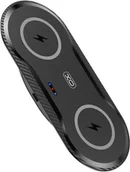 Ładowarki do telefonów - XO WX026 Bezprzewodowa ładowarka 2w1 do słuchawek Bluetooth 2 Smartfony / słuchawki z 2 cewkami ładującymi Czarny - miniaturka - grafika 1
