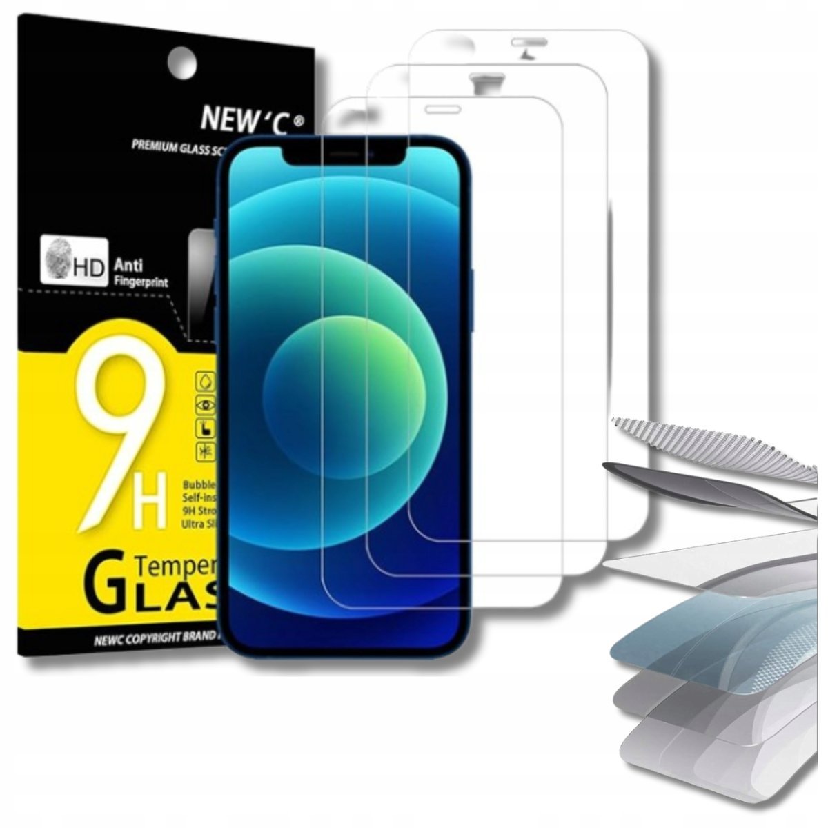 Hartowane Szkło Do iPhone 12 / 12Pro Szybka 9H Zestaw 3szt