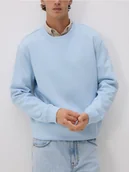 Bluzy męskie - Reserved - Gładka bluza z bawełną - jasnoniebieski - miniaturka - grafika 1