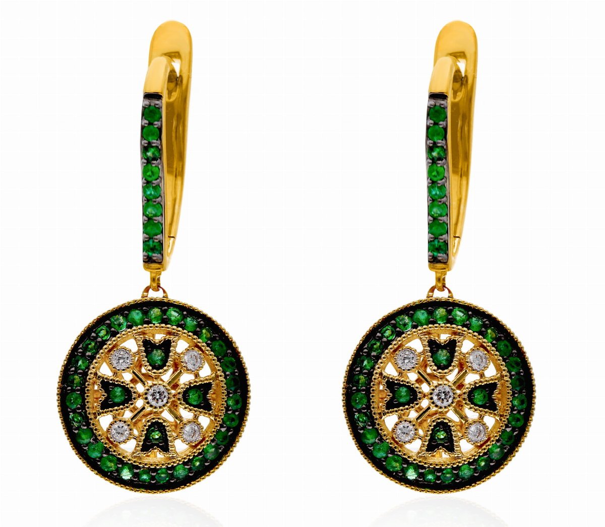 Kolczyki złot ze szmaragdami i diamentami JE593