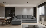 Narożniki - Sofa w kształcie L TOMI narożnik, tkanina Abriamo, wiele kolorów Ciemnoszary Lewostronny - miniaturka - grafika 1