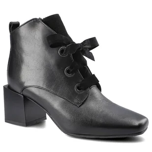Czarne Botki Karino Damskie Eleganckie Obuwie - Botki damskie - miniaturka - grafika 1