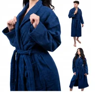 Piżamy damskie - Szlafrok Hotelowy SPA FROTTE Ciepły Bawełna 100% UNISEX GRANAT M / L - miniaturka - grafika 1