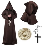Stroje karnawałowe - Strój Kostium Przebranie Habit Mnich Ksiądz Zakonnik Na Halloween S/M 170/176 (M) - miniaturka - grafika 1