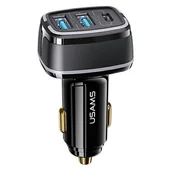 Ładowarki samochodowe - USAMS Ład. sam. 2xUSB+1xUSB-C C24 80W (only head) Fast Charge czarny/black CC126TC01 (US-CC126) - miniaturka - grafika 1