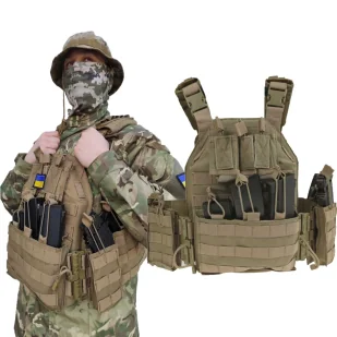 Kamizelka taktyczna typu Plate Carrier na wkłady balistyczne HELBO - Coyote - Odzież taktyczna i umundurowanie - miniaturka - grafika 1