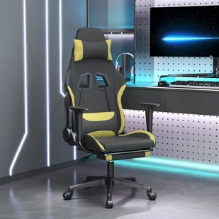 Lumarko Obrotowy fotel gamingowy z podnóżkiem, czarno-jasnozielony - Fotele gamingowe - miniaturka - grafika 1