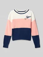 Swetry dla dziewczynek - Sweter z dzianiny o kroju regular fit z mieszanki wiskozy - miniaturka - grafika 1