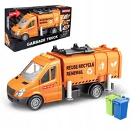 Zabawki zdalnie sterowane - 2 x Śmieciarka DLA DZIECI 4 KOSZE Śmieci WYWROTKA Światła Dźwięk MATADI AUT - miniaturka - grafika 1