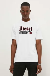 Diesel t-shirt bawełniany T-ADJUST-K1 męski kolor biały z aplikacją A14789.0GRAI - Koszulki męskie - miniaturka - grafika 1