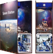 Układanki dla dzieci - Robotime Tonecheer Składany Drewniany Model 3D LED - Book Nook Stacja Kosmiczna - miniaturka - grafika 1