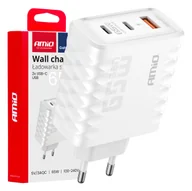Ładowarki do telefonów - Ładowarka sieciowa quick charge 65w usb-a + 2x usb-c amio-04289 - miniaturka - grafika 1