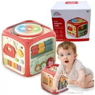 Zabawki interaktywne dla dzieci - Kostka interaktywna edukacyjna multikostka 6 w 1 interaktywna bębenek kierownica zegar montessori - miniaturka - grafika 1