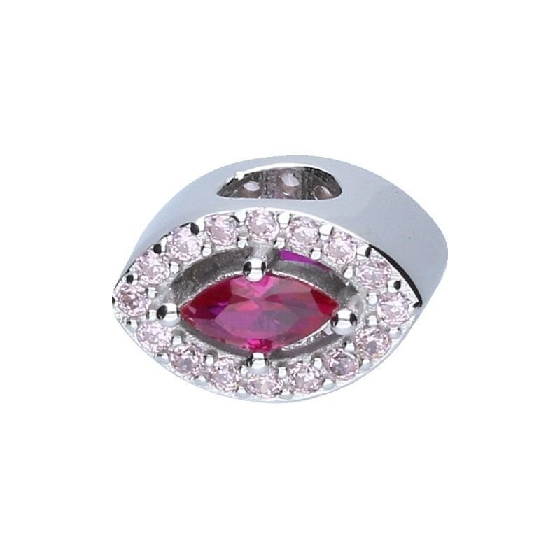 Srebrna Zawieszka Bead 925 z Różowymi Cyrkoniami, Śr. 3mm, 2.6g na prezent