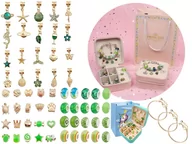 Prace ręczne dla dzieci - Zestaw Do Tworzenia Robienia Biżuterii, Bransoletek, Charmsy, Zawieszki, Koraliki ODCIENIE ZIELENI - miniaturka - grafika 1