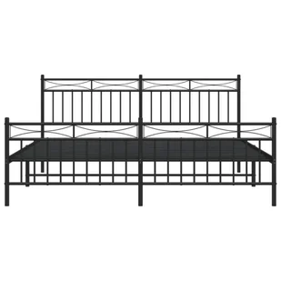 Metalowa rama łóżka z wezgłowiem i zanóżkiem, czarna, 180x200cm Lumarko! - Łóżka - miniaturka - grafika 6