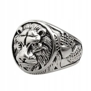 Pierścień Sygnet Lew Potęga Męskość Amulet 151 - Pierścionki - miniaturka - grafika 1
