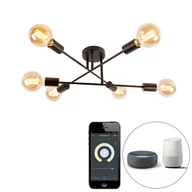 Oprawy, klosze i abażury - QAZQA Inteligentna lampa sufitowa czarna 6-punktowa z Wifi G95 - Sydney Bondi - miniaturka - grafika 1