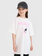 Koszulki dla dziewczynek - 4F T-shirt oversize z nadrukiem dziewczęcy - biały 122 (6-7 lat) - miniaturka - grafika 1