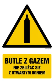 GF029 BUTLE Z GAZEM - NIE ZBLIŻAĆ SIĘ Z OTWARTYM OGNIEM, FS - FOLIA SAMOPRZYLEPNA FOTOLUMINESCENCYJNA; (100X150MM) - Tablice BHP - miniaturka - grafika 1