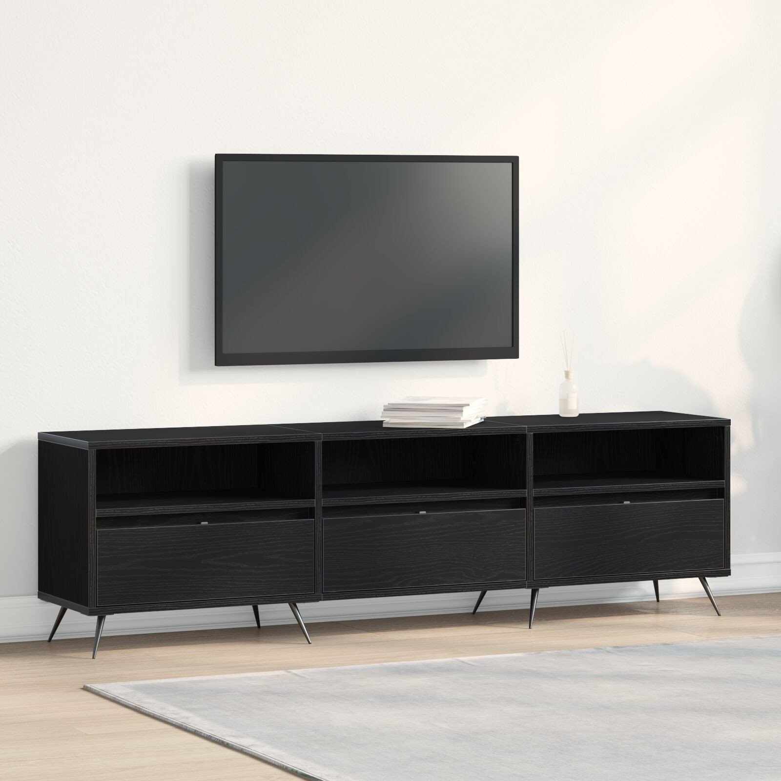 vidaXL Szafka pod telewizor Czarna 150x30x44,5 cm z drewna inżynieryjnego