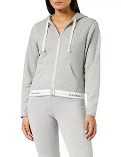 Bluzy damskie - Calvin Klein Top Hoodie Full Zip Bluza z kapturem Kobiety, Szary, M - grafika 1