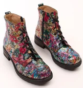Botki damskie - Botki Skórzane - wzór w kolorowe kwiaty BOSCCOLO - miniaturka - grafika 1