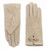 Rękawiczki - Rękawiczki Damskie Wełniane Zimowe Dotykowe Ciepłe Eleganckie Beżowe - miniaturka - grafika 1