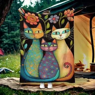 Koce i narzuty dla dzieci - Koc kocyk dziecięcy pled kolorowe koty kotki 70x100 cm miękki kocia rodzina - miniaturka - grafika 1