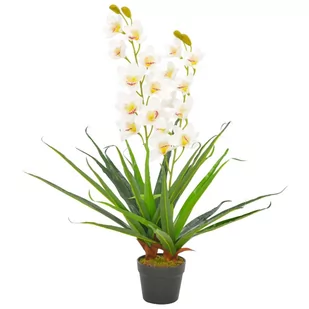 vidaXL Sztuczny storczyk z doniczką, biały, 90 cm - Sztuczne kwiaty - miniaturka - grafika 1