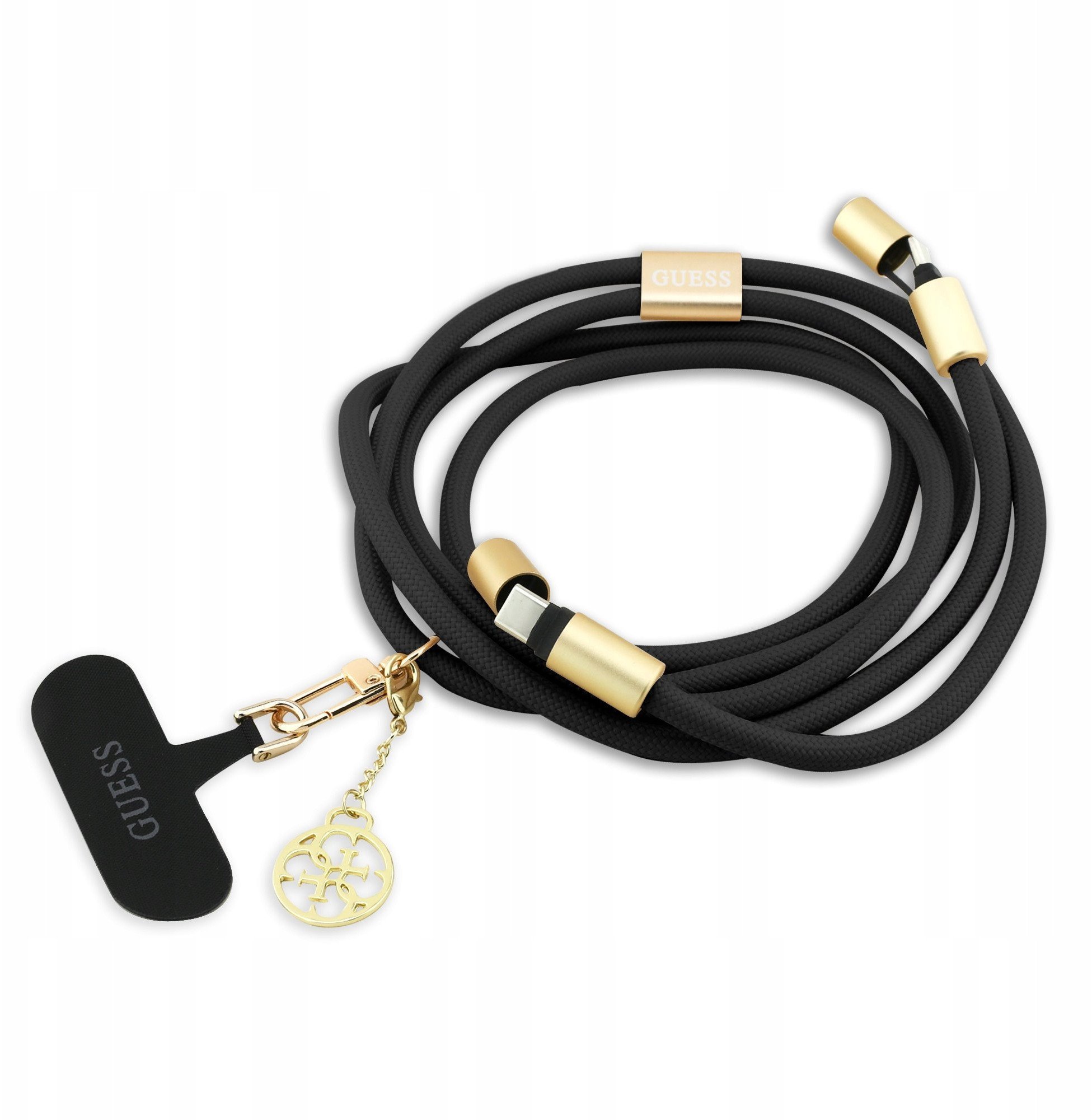 Kabel Guess CBDY 4G Charm USB-C/USB-C 150cm czarny GUCCUCNY4GDK