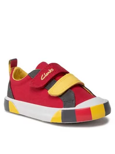 Trampki damskie - Clarks Trampki Foxing Lo K 261665707 M Czerwony - grafika 1