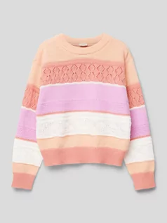 Swetry dla dziewczynek - Sweter z dzianiny z haftem angielskim - grafika 1