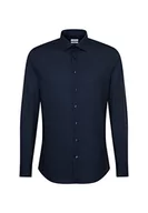 Koszule męskie - Seidensticker Męska koszula biznesowa Slim Fit – bez prasowania, wąska koszula z kołnierzem typu kent – długi rękaw – 100% bawełna, niebieski (ciemnoniebieski 19), 38 PL - miniaturka - grafika 1