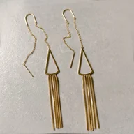 Kolczyki - Kolczyki złote wiszące przeciągane eleganckie stal szlachenta - miniaturka - grafika 1